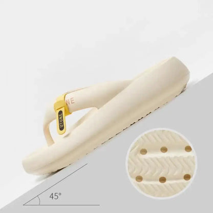 Comfortable Letter Platform Flip Flops EVA Thick Soled Slides Sandals Toe Spring Non-Slip Beach Slippers Bathroom by All Mart Bristol Ltd
