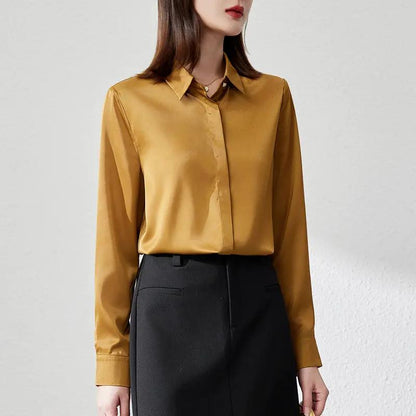Graceful Satin Top OL Business Clothing Shirt For Women by Dropshipman