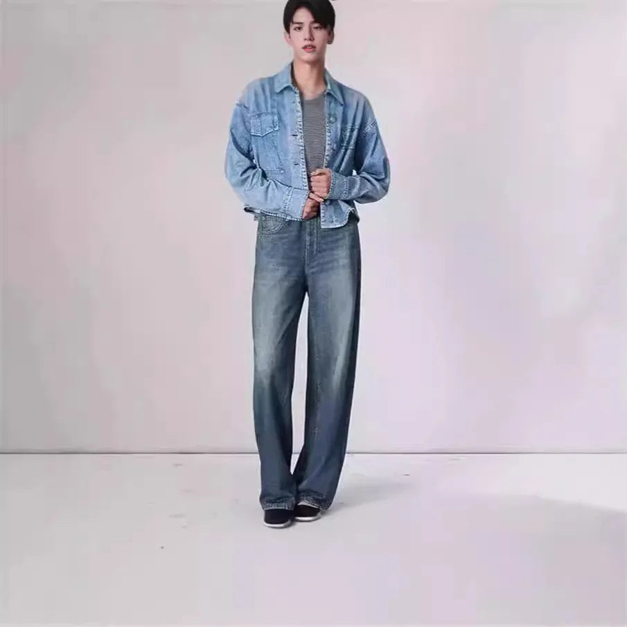 2026 Jeans Wide Leg Pants Women Denim Floor Length Mid Waist Washed Distressed Pockets Vintage Y2k Streetwear Straight Trousers by All Mart Bristol Ltd