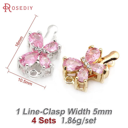 18K Gold Color Brass and Zircon Butterfly 1 Line and 2 Line Necklaces Connect Clasps Diy Jewelry Making Accessories Materials