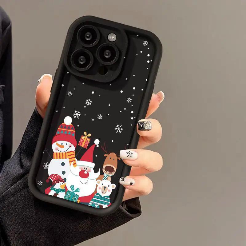 Cute Santa Claus Phone Case Frosted Advanced Christmas Pattern Case For Phone Shockproof Soft Silicone Phone Cover by Dropshipman