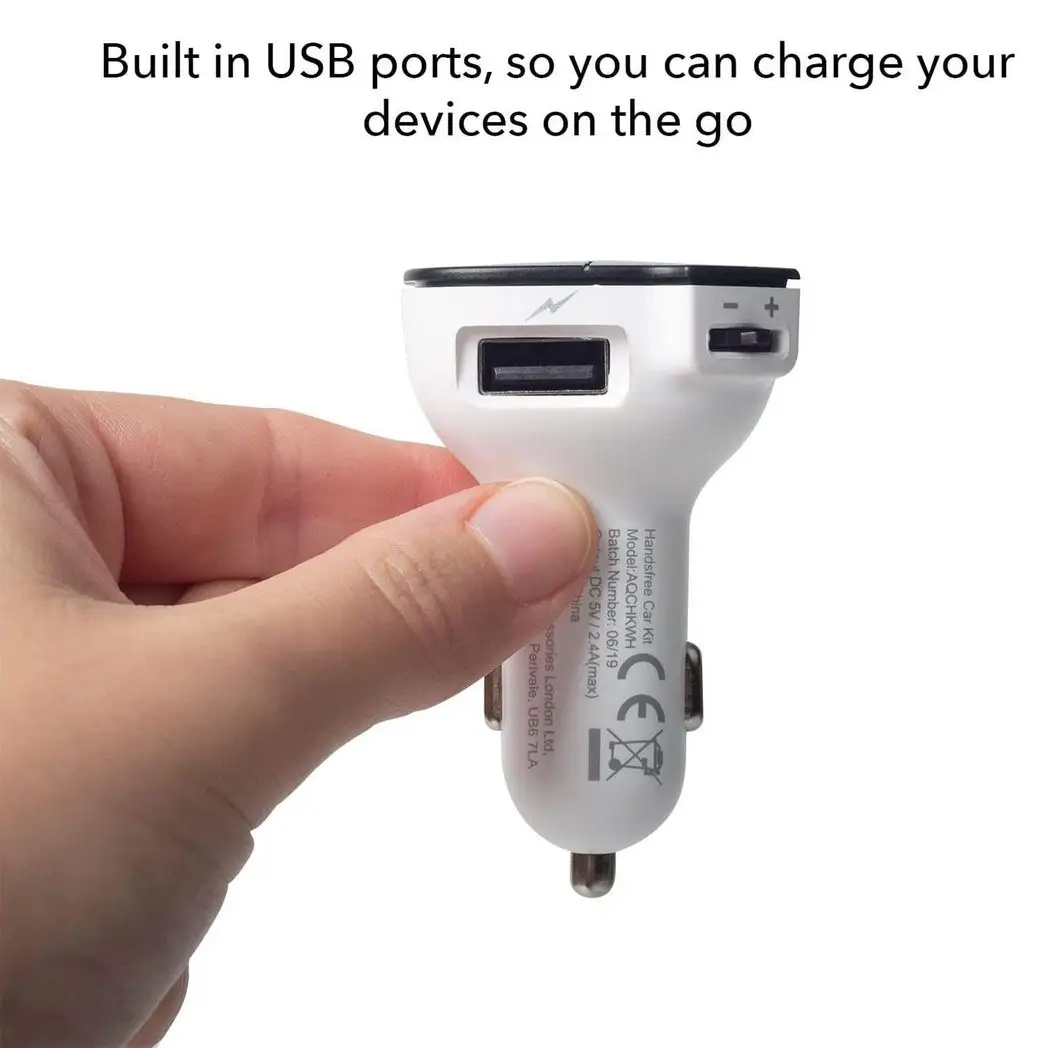 Aquarius Bluetooth Car Adapter FM Transmitter Hands-free Calling Car Kit, White by Aquarius