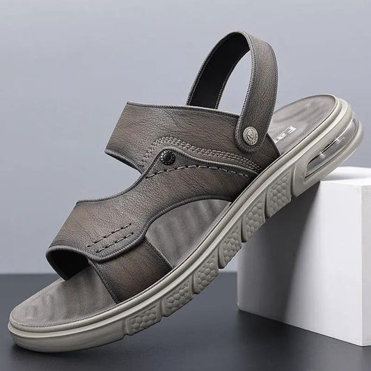 New Summer Genuine Leather Double Sole Middle-aged And Elderly Casual Beach Non-slip Men's Sandals by Dropshipman