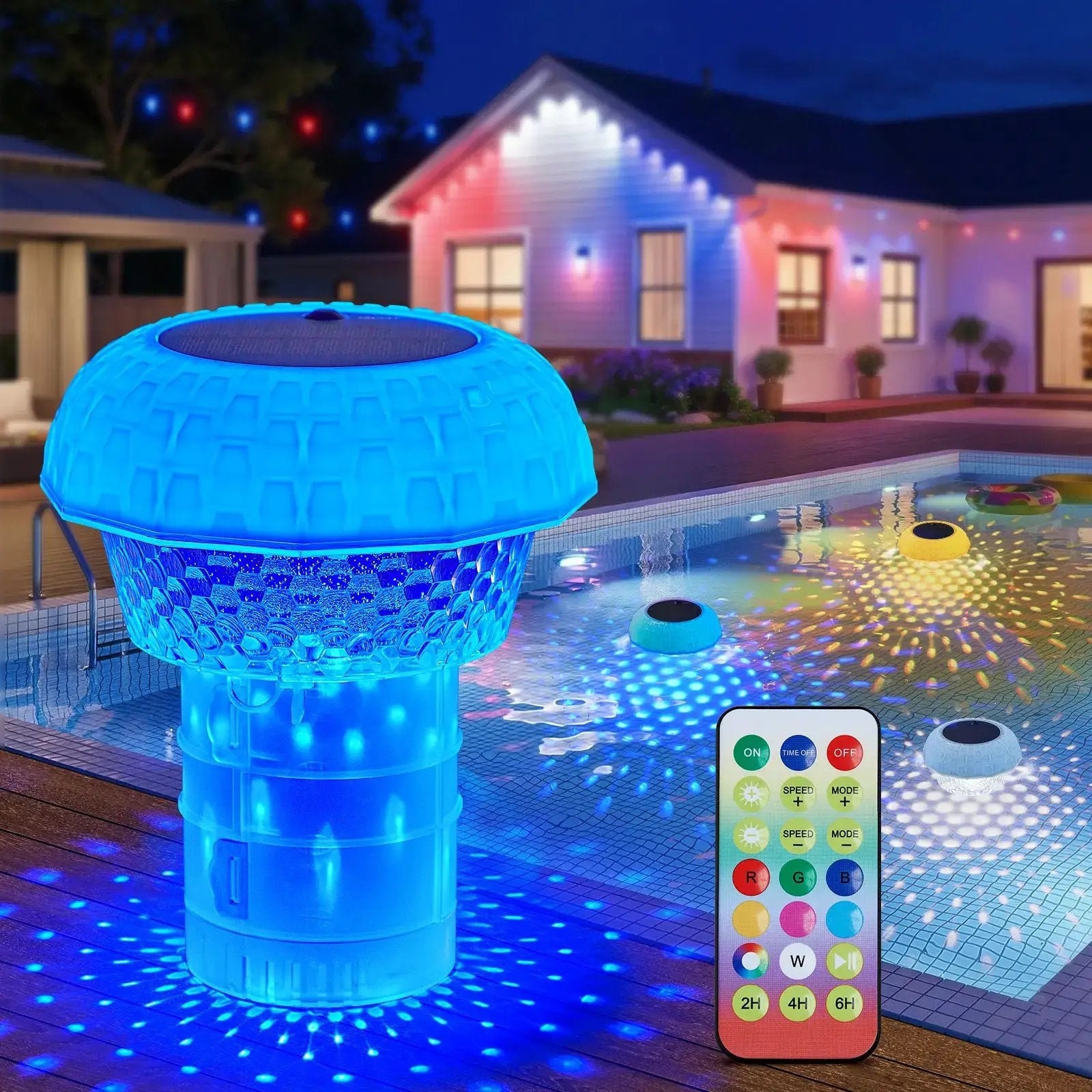 Brightown Solar Pool Chlorine Tablet Floater, RGBWW Remote Control Pool Chlorine Floater with IP68 Waterproof, 4 Dimming & 3 Timers for Pools, Hot Tubs, Large Above-Ground Pools by All Mart Bristol Ltd