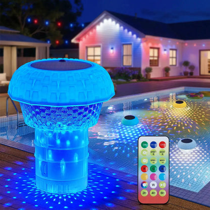 Brightown Solar Pool Chlorine Tablet Floater, RGBWW Remote Control Pool Chlorine Floater with IP68 Waterproof, 4 Dimming & 3 Timers for Pools, Hot Tubs, Large Above-Ground Pools by All Mart Bristol Ltd