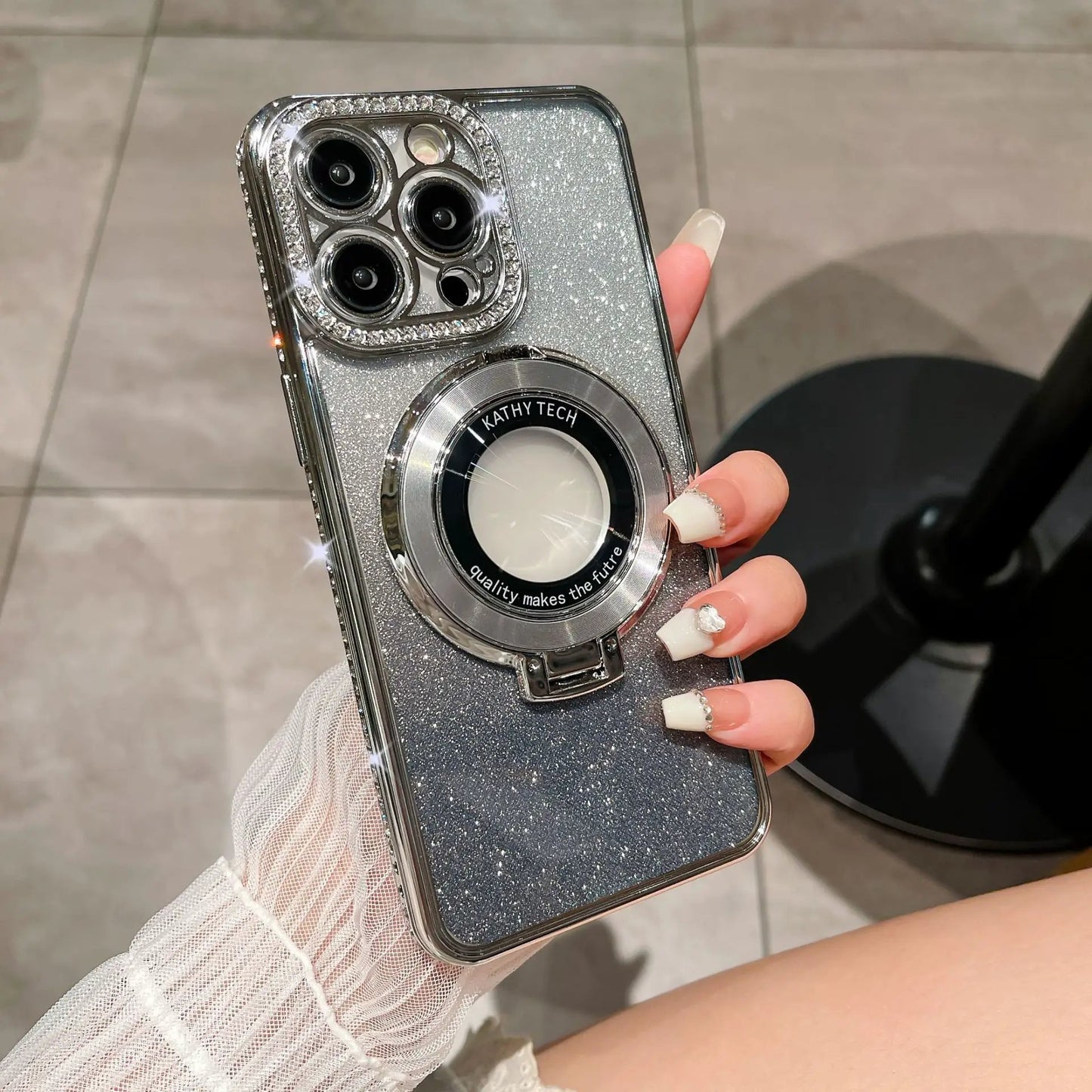 Glitter Tpu Electroplating Magnetic Bracket Phone Case by Dropshipman