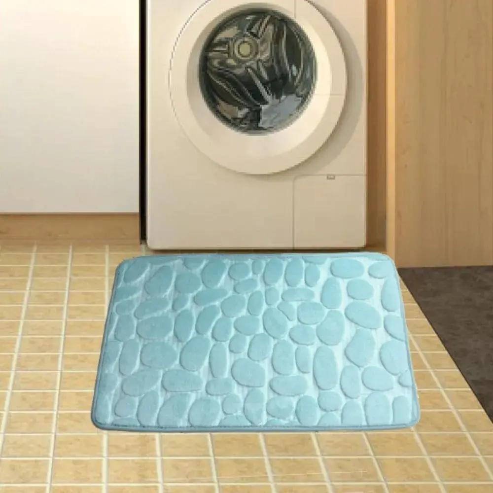 Cobblestone Embossed Bath Mat Non-Slip Carpets Water Absorption Washable Bathtub Floor Rug Shower Doormat Bathroom Decor by All Mart Bristol Ltd