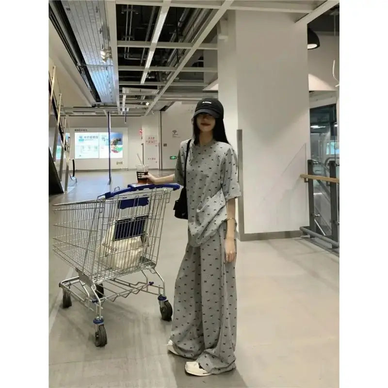 Women's Suit Fashion 2 Piece Set Bow Short Sleeve Set Soft Material For Plus Size Women Casual Summer Loose Fit Slimming Design by All Mart Bristol Ltd
