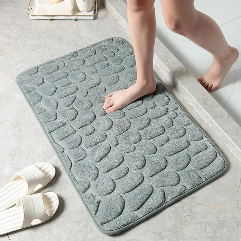 Cobblestone Embossed Bath Mat Non-Slip Carpets Water Absorption Washable Bathtub Floor Rug Shower Doormat Bathroom Decor by All Mart Bristol Ltd