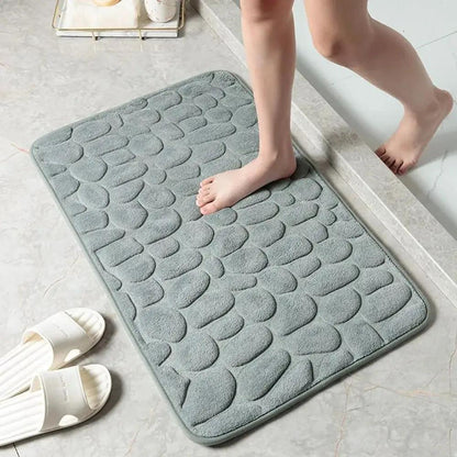 Cobblestone Embossed Bath Mat Non-Slip Carpets Water Absorption Washable Bathtub Floor Rug Shower Doormat Bathroom Decor by All Mart Bristol Ltd