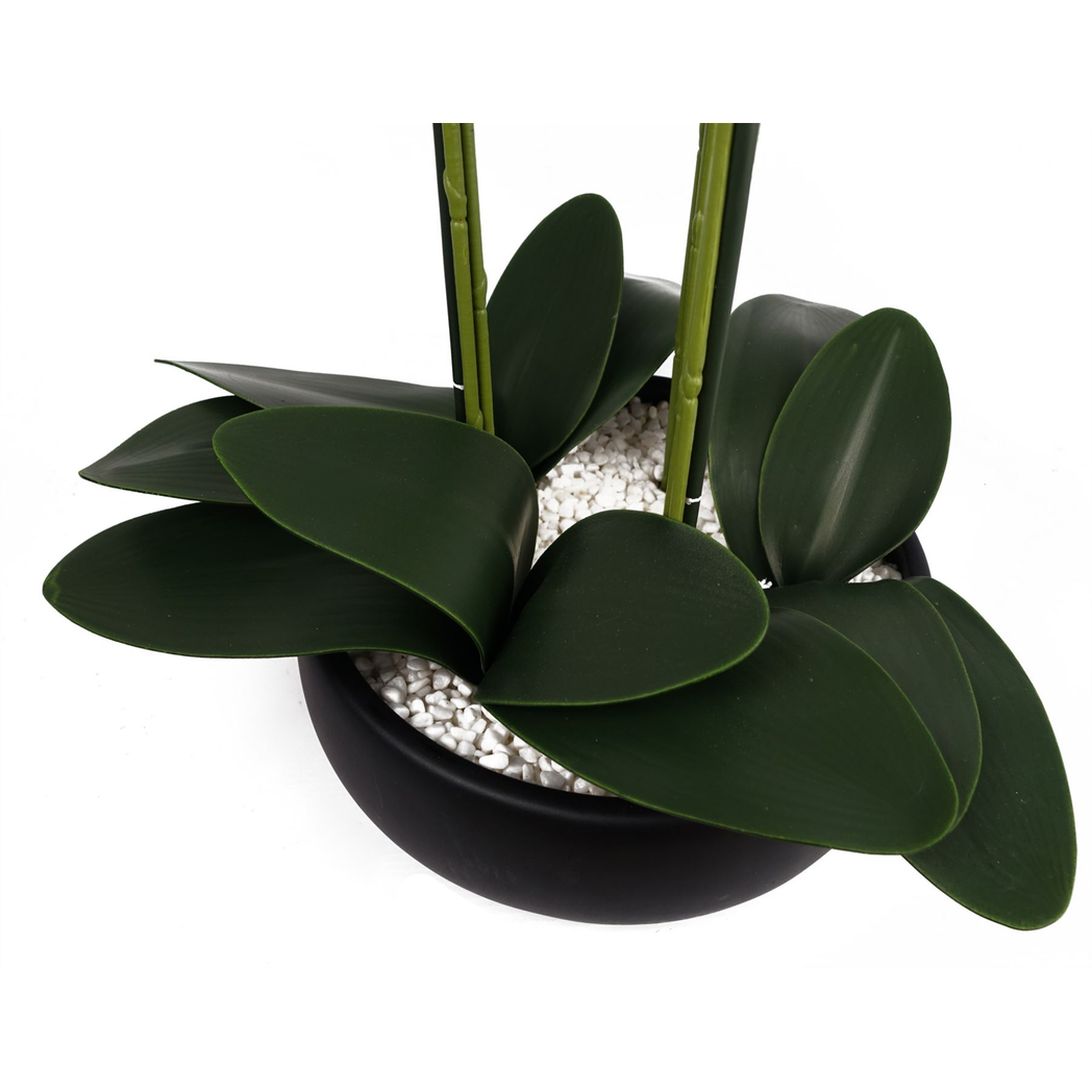 60cm Orchid Artificial Yellow Black Ceramic Planter by Leaf