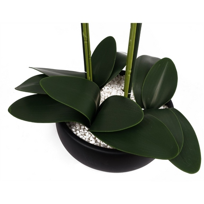 60cm Orchid Artificial Yellow Black Ceramic Planter by Leaf