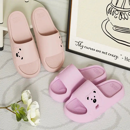 Slippers Bathroom Cartoon Bear Indoor Slippers For Women Lightweight Soft EVA Slides Woman Comfort Home Summer Bathroom Non Slip by All Mart Bristol Ltd