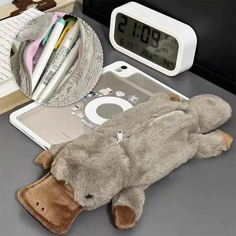 Cartoon Soft Pencil Pouch Pen Bag Makeup Pouch Plush Sea Otter Pencil Case Portable Pen Marker Holder School Supplies by All Mart Bristol Ltd