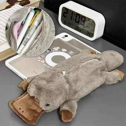 Cartoon Soft Pencil Pouch Pen Bag Makeup Pouch Plush Sea Otter Pencil Case Portable Pen Marker Holder School Supplies by All Mart Bristol Ltd