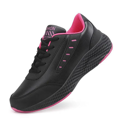 Leather Women's Shoes Casual Sneaker Round Toe Flat Heel Women's Running Shoes by Dropshipman
