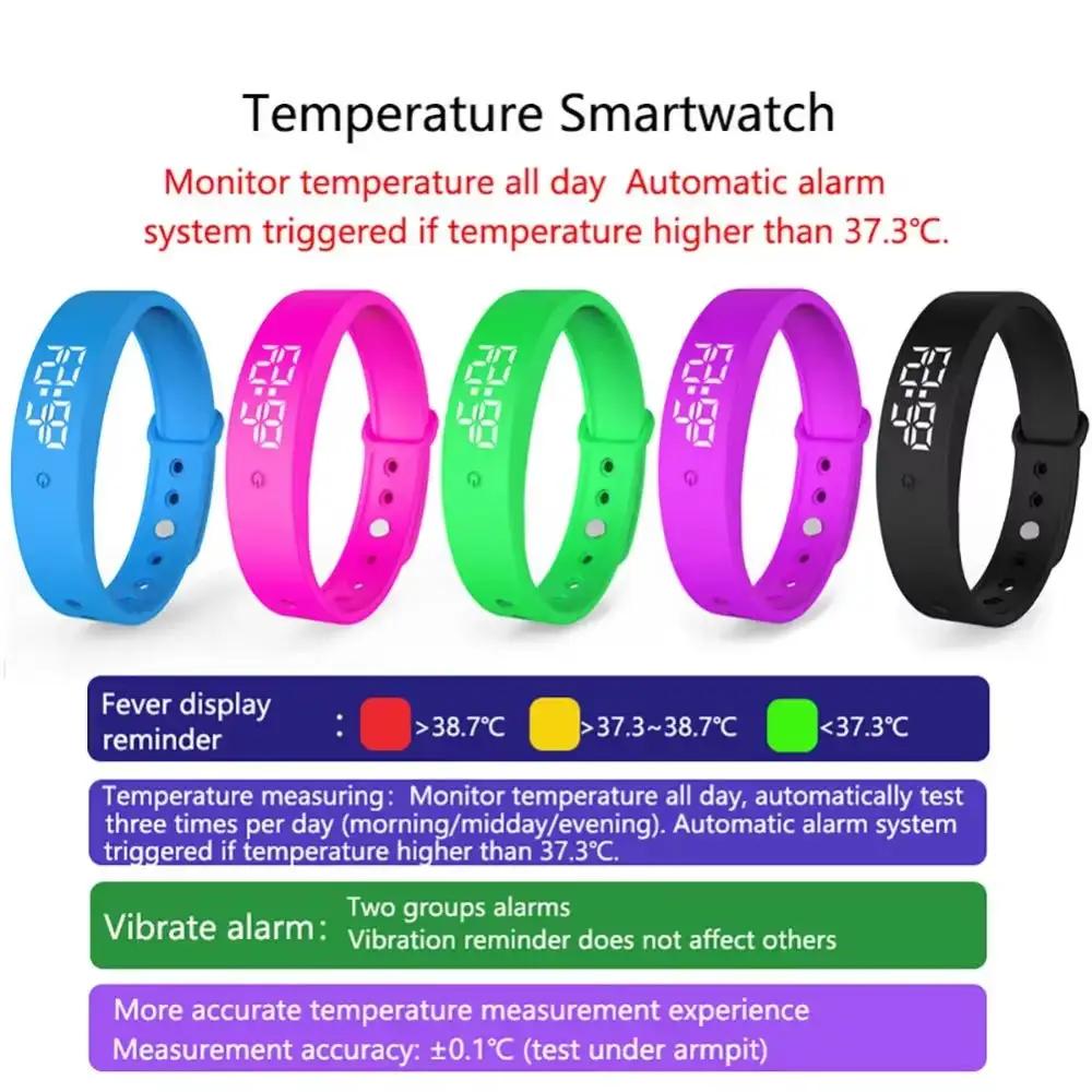 LED Digital Smart Bracelet Waterproof Smart Clock Smartband with Body Temperature Monitor Smart Band Vibration Alarm Reminder by All Mart Bristol Ltd