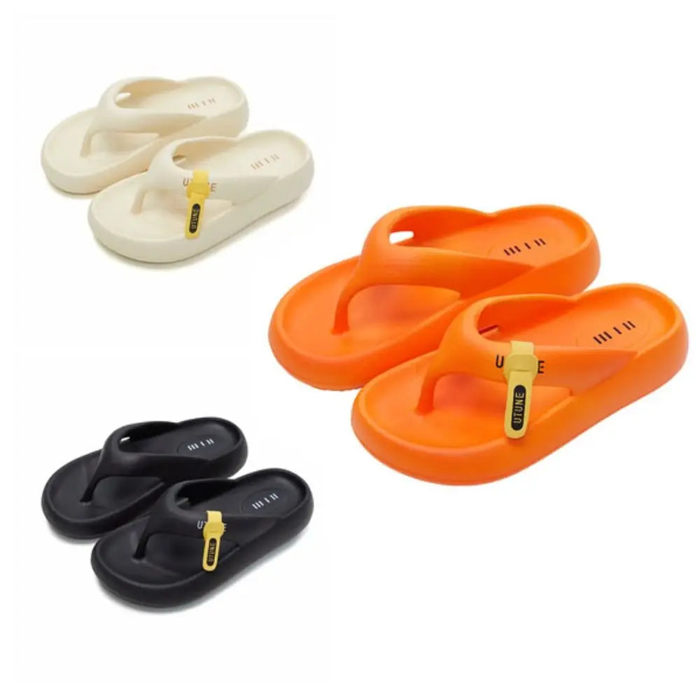 Comfortable Letter Platform Flip Flops EVA Thick Soled Slides Sandals Toe Spring Non-Slip Beach Slippers Bathroom by All Mart Bristol Ltd