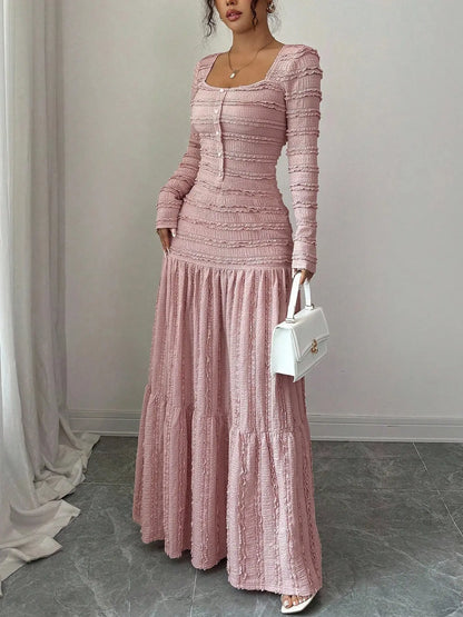 Women'S Casual Elegant Party Sweet Cute Long Sleeve Square Neck Dress, Womenswear Stylish Ladies' Formal Evening Wear Elegant Gown, Perfect for Special Occasions Valentine'S Day, Sweet and Cute by All Mart Bristol Ltd