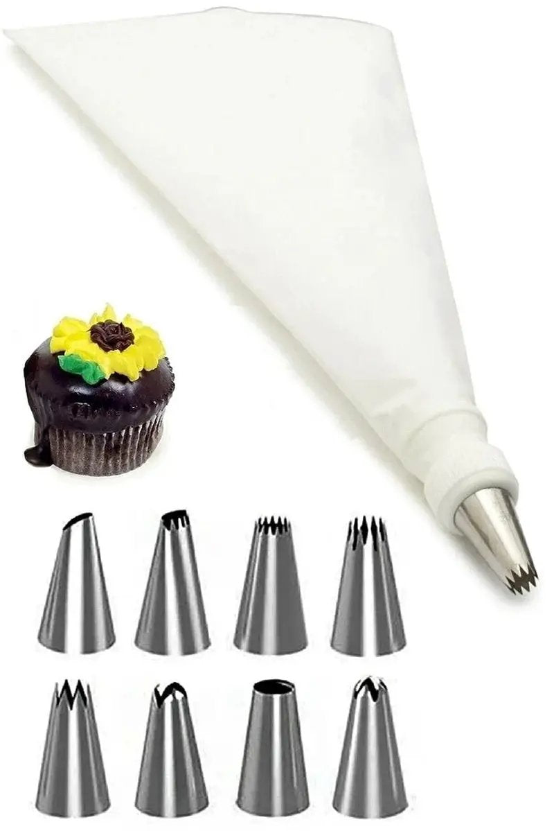 10-Piece Piping Bag Set Cake Cream Decorating Bags with Stainless Steel Nozzles by All Mart Bristol Ltd