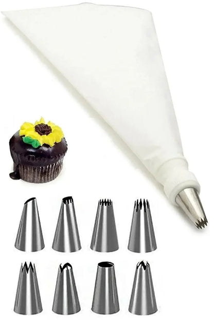 10-Piece Piping Bag Set Cake Cream Decorating Bags with Stainless Steel Nozzles by All Mart Bristol Ltd