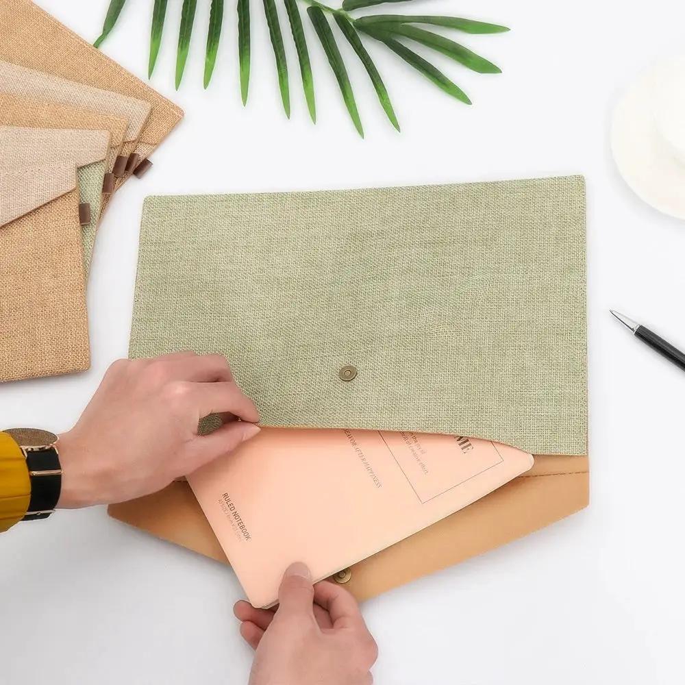 1PC A4/A5 Imitation Linen Big Capacity Document Bag Simple Canvas Felt File Bag Briefcase File Folders Office School Supplies by All Mart Bristol Ltd