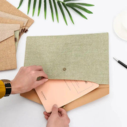 1PC A4/A5 Imitation Linen Big Capacity Document Bag Simple Canvas Felt File Bag Briefcase File Folders Office School Supplies by All Mart Bristol Ltd
