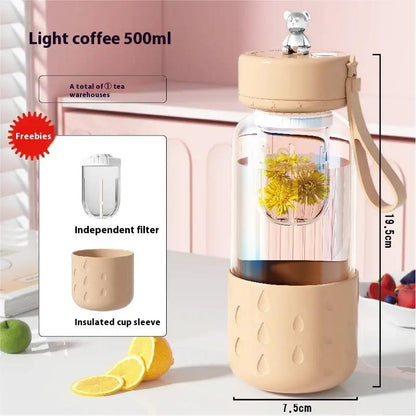 Tea Water Separation Magnetic Glass Water Cup Sealed Without Leakage Glass Tea Water Cup Infuser Tumbler Drinkware Water Bottle With Tea Filter by Dropshipman