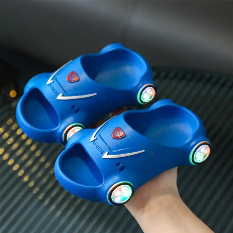 Kids Glowing Slippers Cartoon Car Sandals Children Sandals Anti Slip Boys Girls Luminous Slippers Summer Beach Shoes by Dropshipman