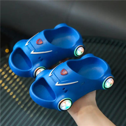 Kids Glowing Slippers Cartoon Car Sandals Children Sandals Anti Slip Boys Girls Luminous Slippers Summer Beach Shoes by Dropshipman