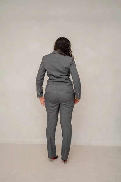 The slate grey 3-piece power pantsuit by EDKAY COLLECTION UK