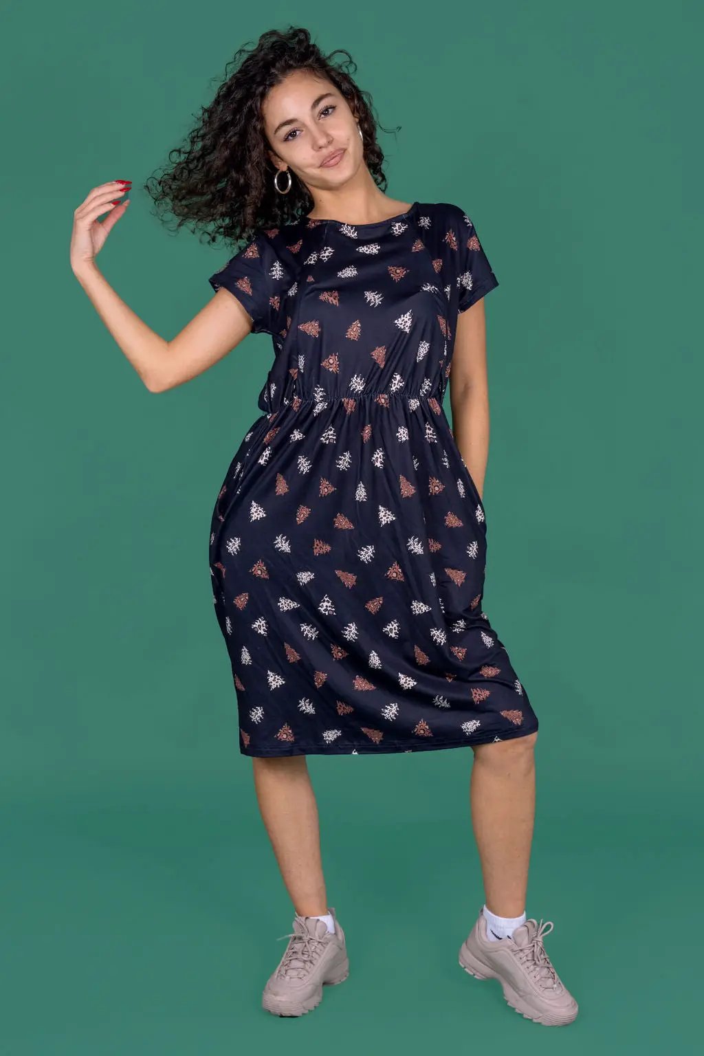 The Knee Length Breastfeeding Dress - Brown Leopard Tree by Stylish Mum