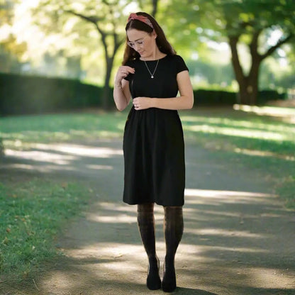 The Knee Length Breastfeeding Dress - Classic Black by Stylish Mum