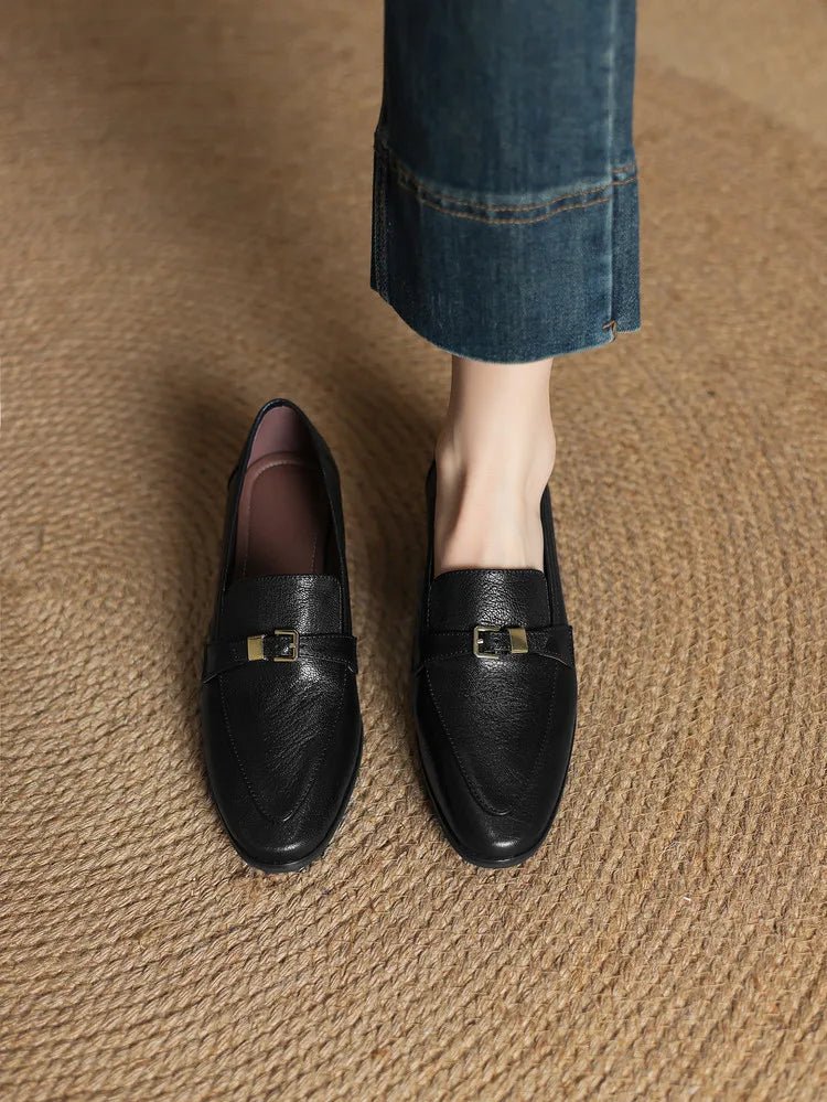 Autumn Women Loafers Casual Slip On Shoes Genuine Leather Daily Wear Fashionable Low Heeled Black And Brown, Sizes 34 To 43 by All Mart Bristol Ltd