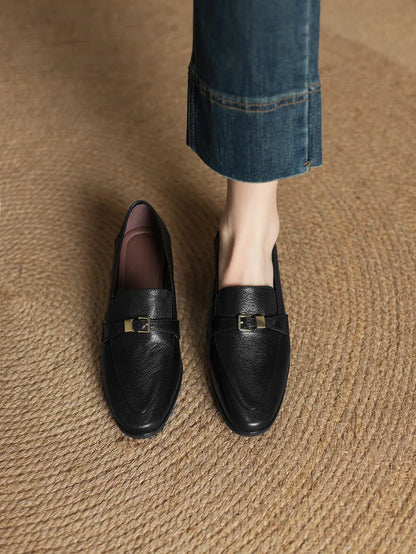 Autumn Women Loafers Casual Slip On Shoes Genuine Leather Daily Wear Fashionable Low Heeled Black And Brown, Sizes 34 To 43 by All Mart Bristol Ltd