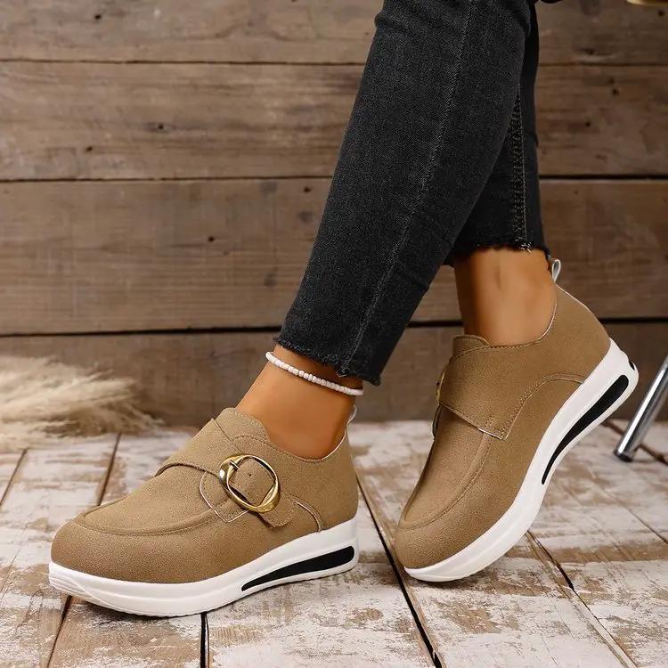 Solid-color Front-laced Casual Slip-on Womens Shoes by Dropshipman