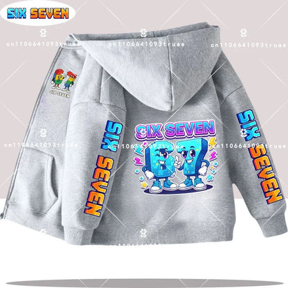 Hot Six Seven Children's Zip Up Hoodies Funny 67 Brainrot Zipper Hoody Clothes Kid Girl Boy Baby Casual Fashion Tops Sweatshirts by All Mart Bristol Ltd