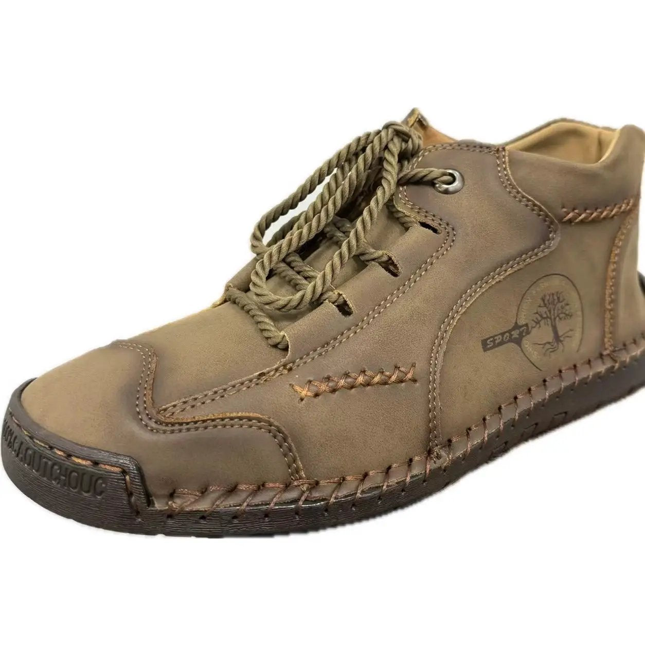 Men's Autumn Sewing High-top Leather Flat Outdoor Work Clothes Casual Shoes by Dropshipman