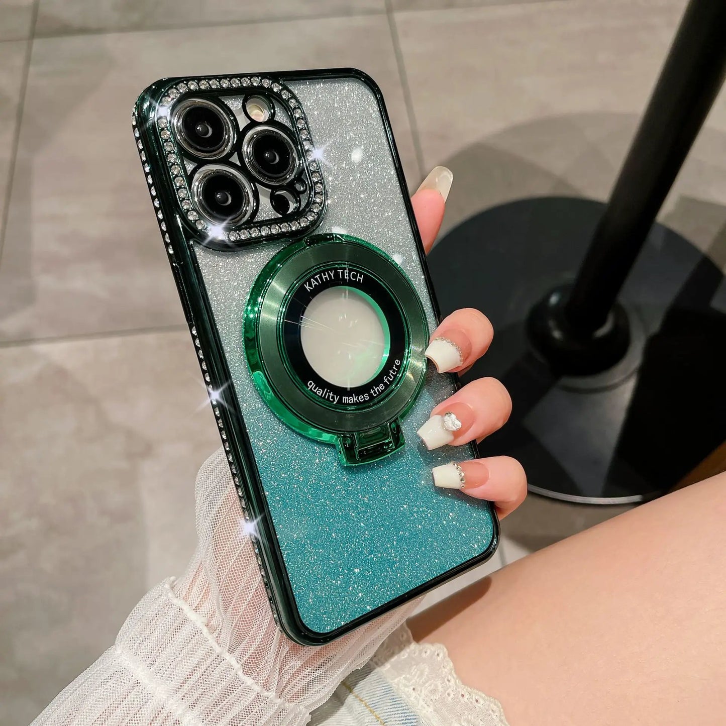 Glitter Tpu Electroplating Magnetic Bracket Phone Case by Dropshipman
