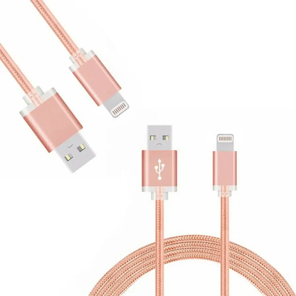 FX Powabud Nylon Braided USB Data Cable for Phone[Rose Gold] by FX
