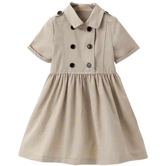 Kids Summer Clothing Beige Korean Style Children Shirt Girls' Dress Medium And Large Children's Dress Children Shirt by Dropshipman
