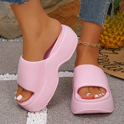 Chunky Platform Slippers for Women Summer 2025 Comfortable Wedge Heels Sandals Woman Solid Non Slip Eva Thick Sole Slides Shoes by All Mart Bristol Ltd