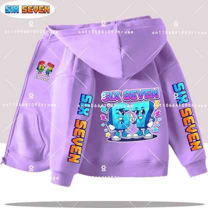 Hot Six Seven Children's Zip Up Hoodies Funny 67 Brainrot Zipper Hoody Clothes Kid Girl Boy Baby Casual Fashion Tops Sweatshirts by All Mart Bristol Ltd