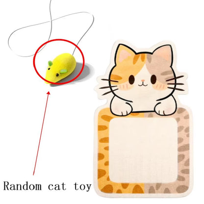 Self-Adhesive Cat Scratcher with Random Hanging Cat Toy Wall Mounted Felt Cat Scratch Mat Cats Scratcher Pad Carpet Cat Supply