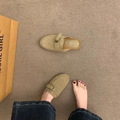 2026 Women's Slip-On Birkenstock Style Mules, French Retro Thick Sole Closed Toe Half Slippers, Casual Outdoor Shoes by Dropshipman
