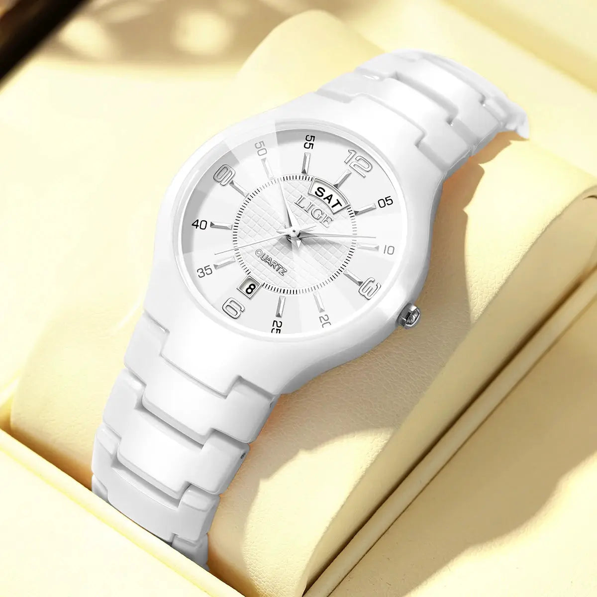 LIGE Fashion Elegant Women's Wristwatch Luxury Ceramics Strap Auto Date Week Waterproof Small Dial Quartz Watches for Woman Gift by All Mart Bristol Ltd