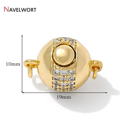 18K Gold Plated Brass With Zircon Ball Connector Clasps Strong Magnetic Clasps For DIY Bracelet Necklace Making Accessories by All Mart Bristol Ltd