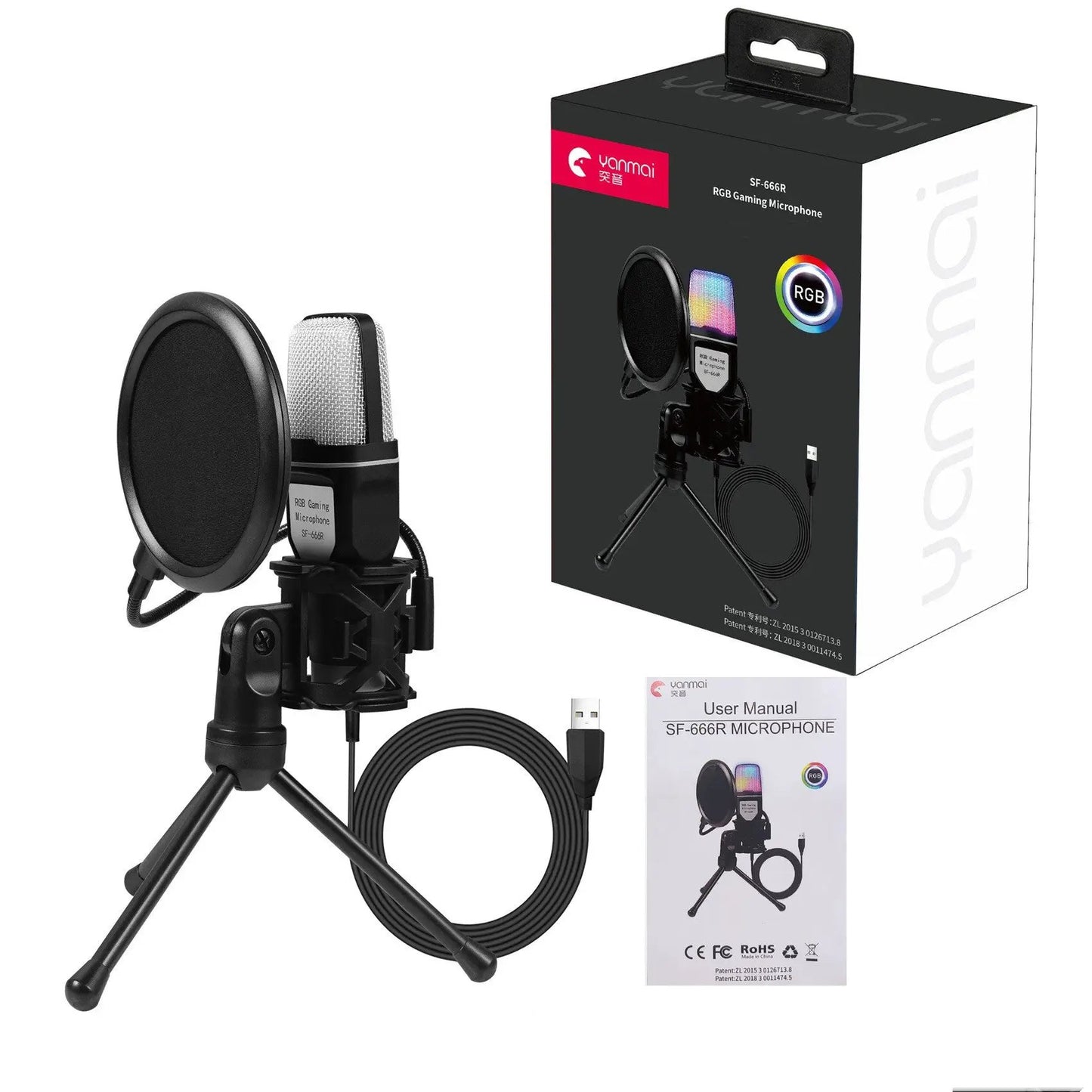 Clear Full RGB Capacitor Esports Gaming Desktop Microphone Computer Microphone by Dropshipman