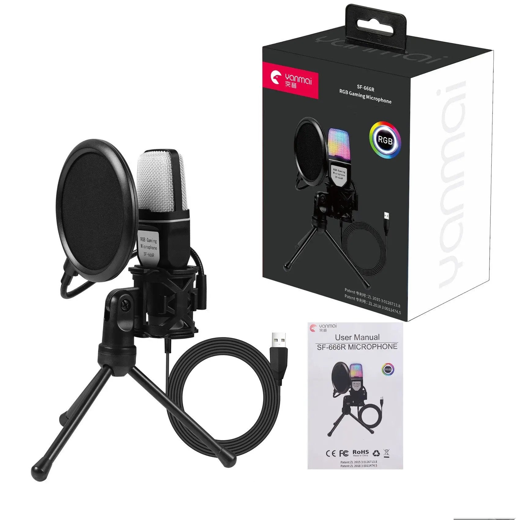 Clear Full RGB Capacitor Esports Gaming Desktop Microphone Computer Microphone by Dropshipman
