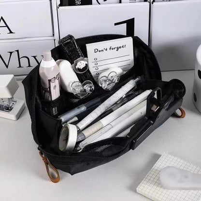 1Pc-Simple Black Canvas Pencil Case with Large Capacity Stationery Storage Bag, School Student Supplies by All Mart Bristol Ltd